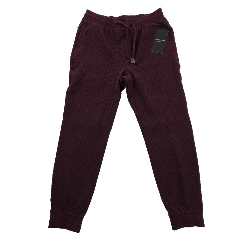 7 Diamonds Waffle Knit Joggers Mens M (30-32) Maroon 28" Inseam NEW Elastic NWT